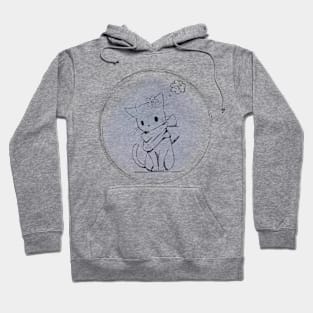 Adorable Cat Love Dreaming Digital Art Drawing Hoodie